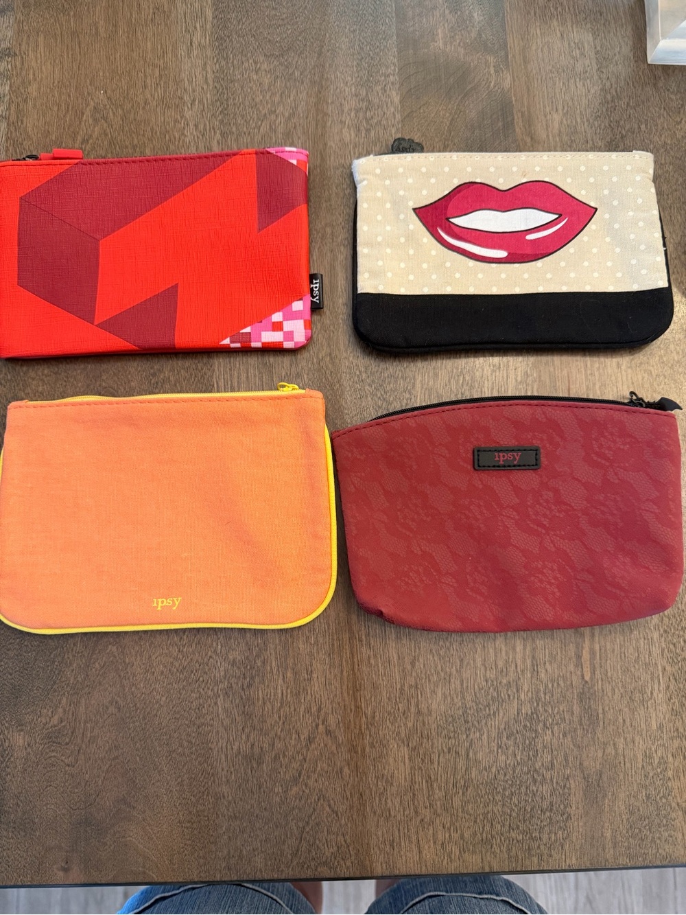 Set of 4 Colorful Ipsy Cosmetic Bags